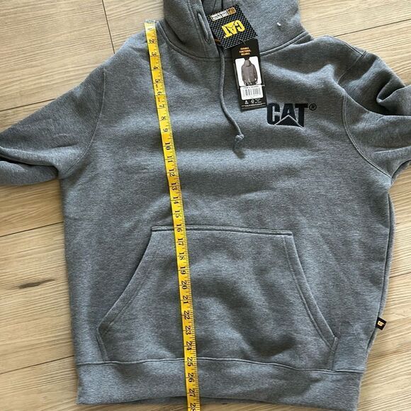 Caterpillar Men’s Sweatshirt Kangaroo Pocket Adjustable Hood, Grey, medium, NWT - Picture 9 of 9
